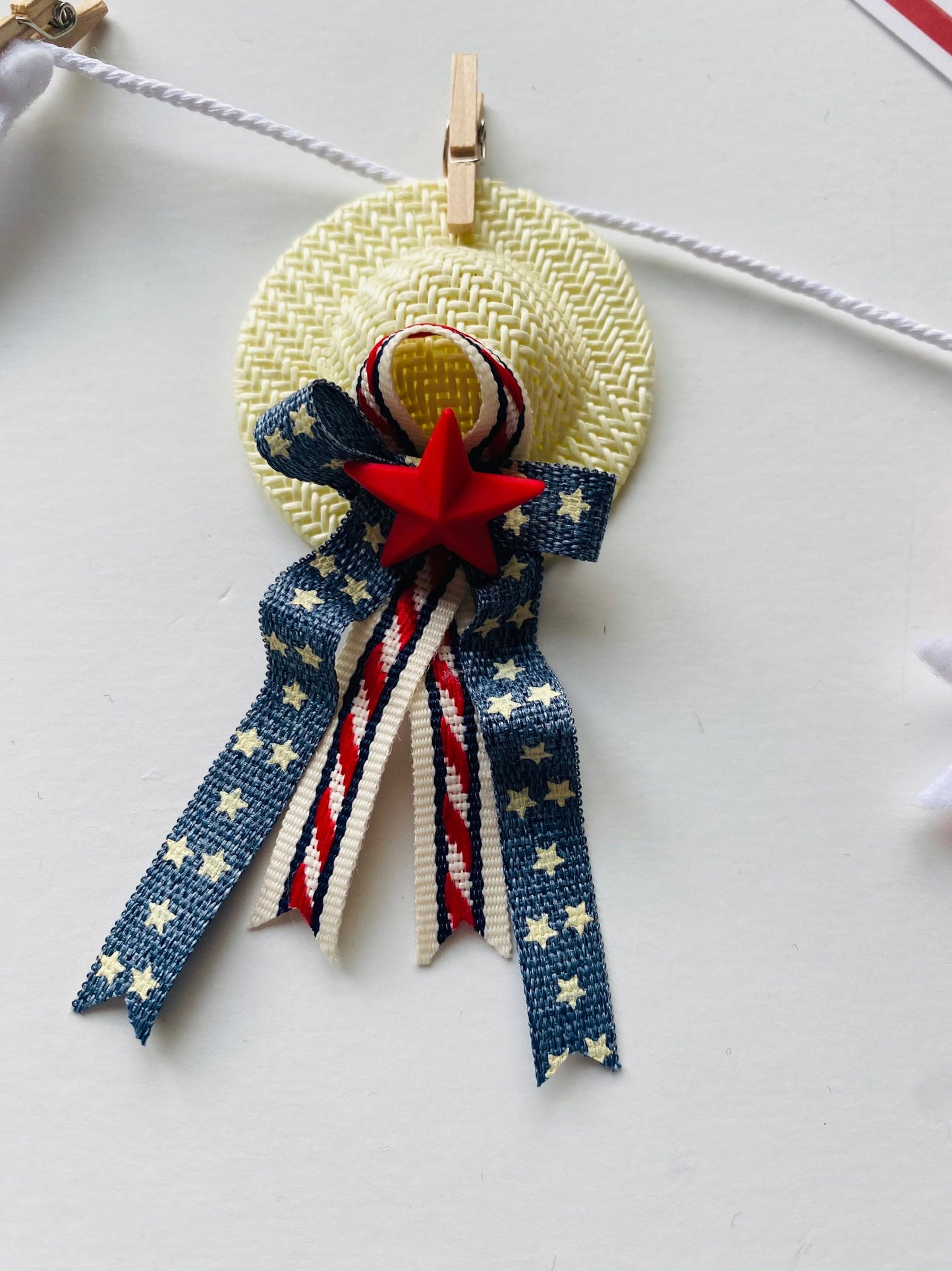 Patriotic God Bless America Banner, Miniature Felt Americana Dress Clothesline Bunting, Liberty Bell Garland, Wall Hanging Decor for July 4