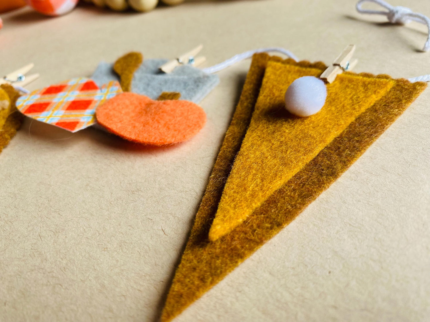 Fall Pumpkin Spice Miniature Clothesline Decoration Banner Garland Felt Bunting Autumn Harvest