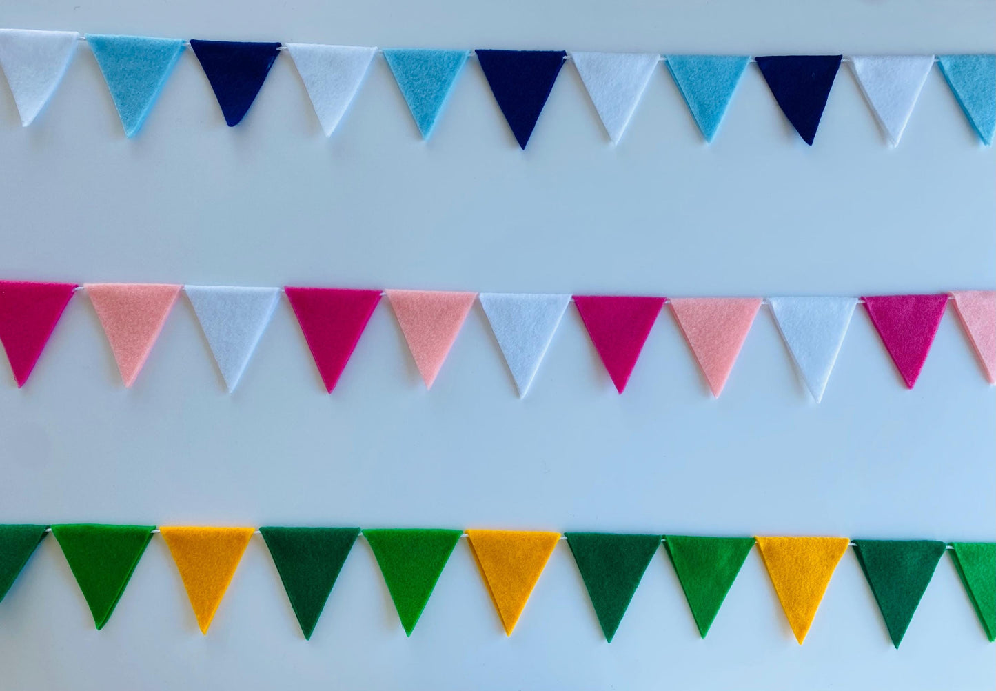 Triangle Bunting, Winter Blue and White Triangle Flag Garland, Baby Boy Bunting, 6 feet long Felt Mantel Swag or Party Decor