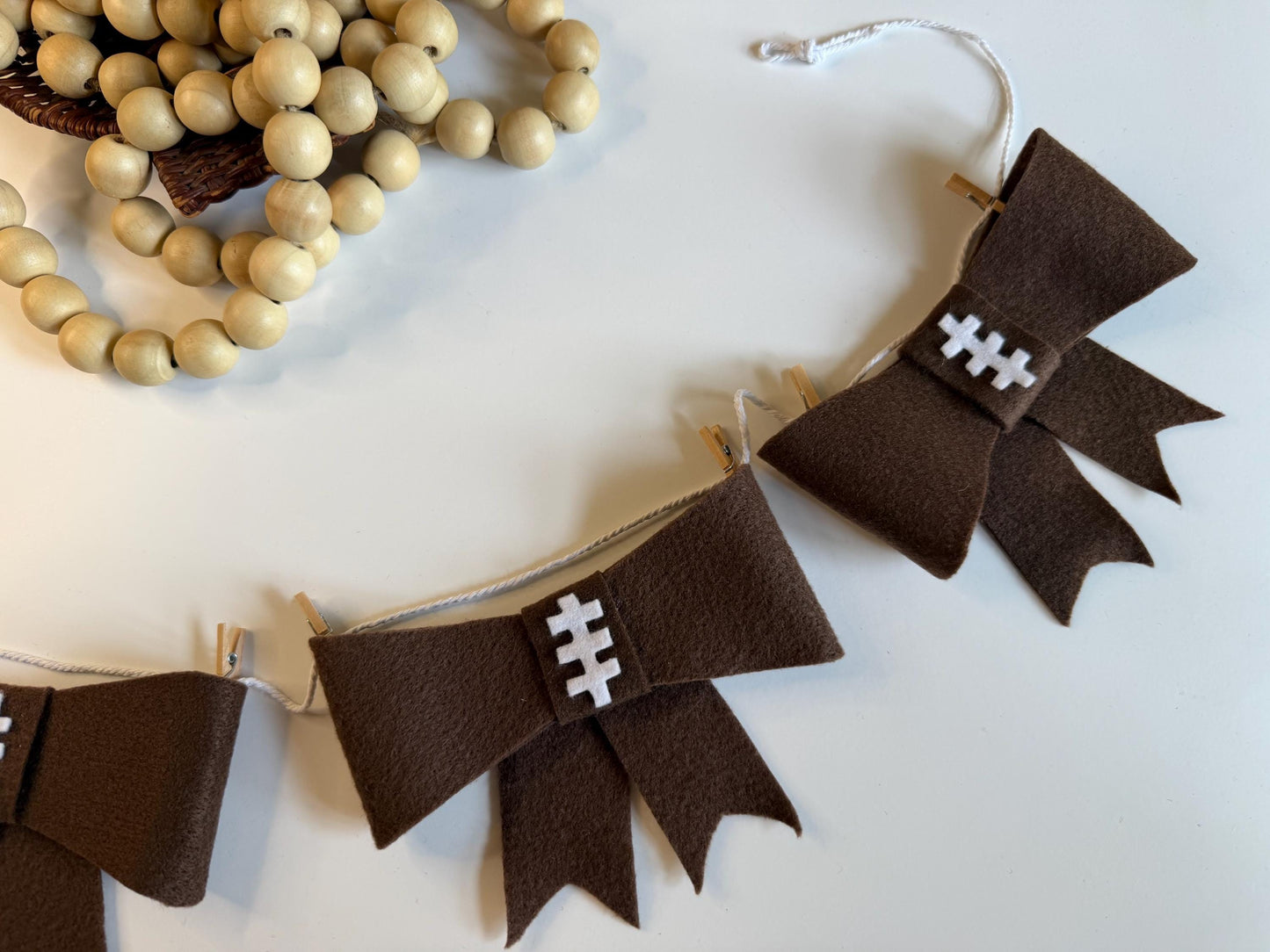 Football Bow Banner, Football Season Garland, Sports Bunting, Wall Hanging Decoration for the Big Game