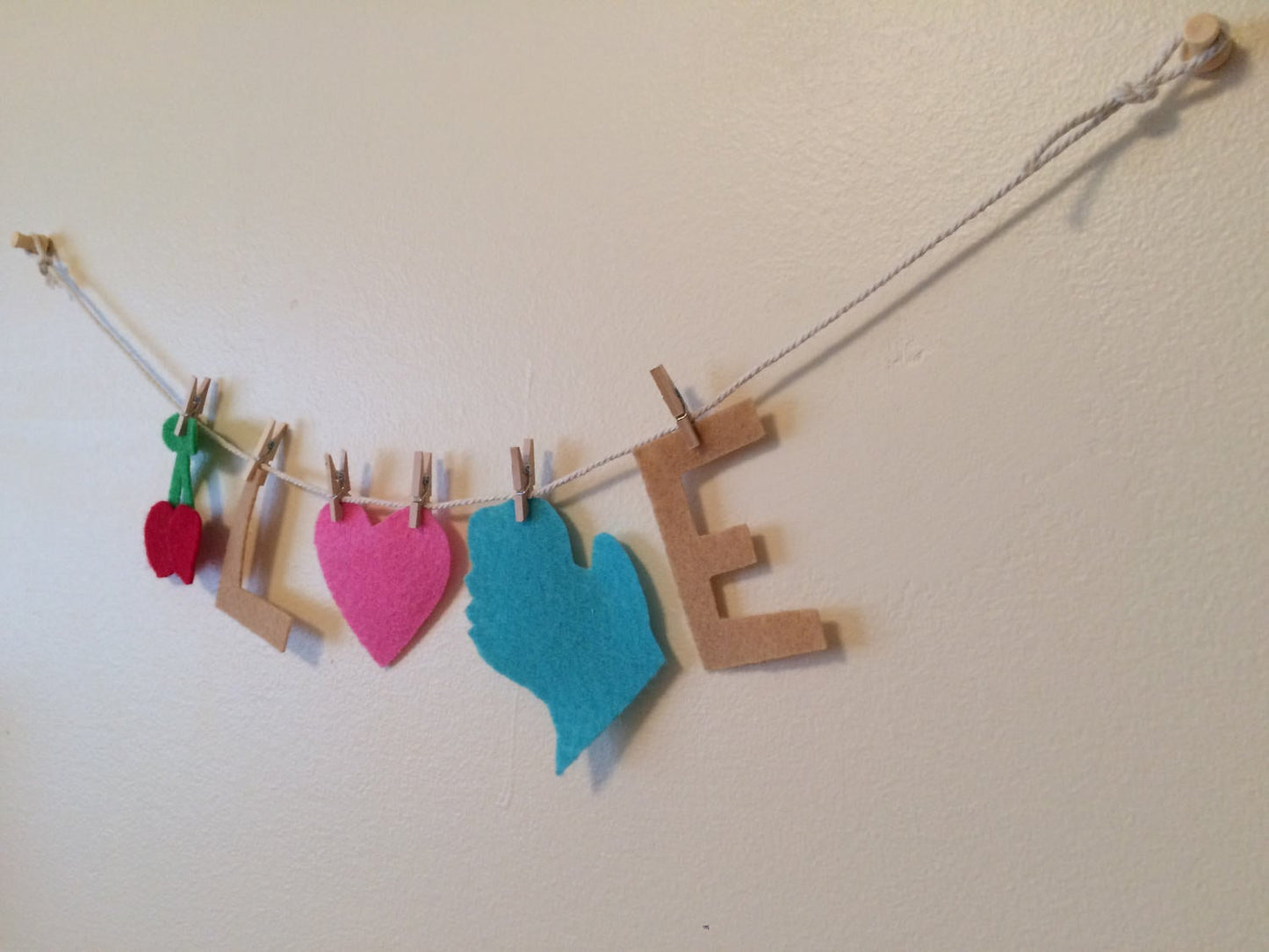 Michigan Love Felt Clothesline with Cherries CLEARANCE