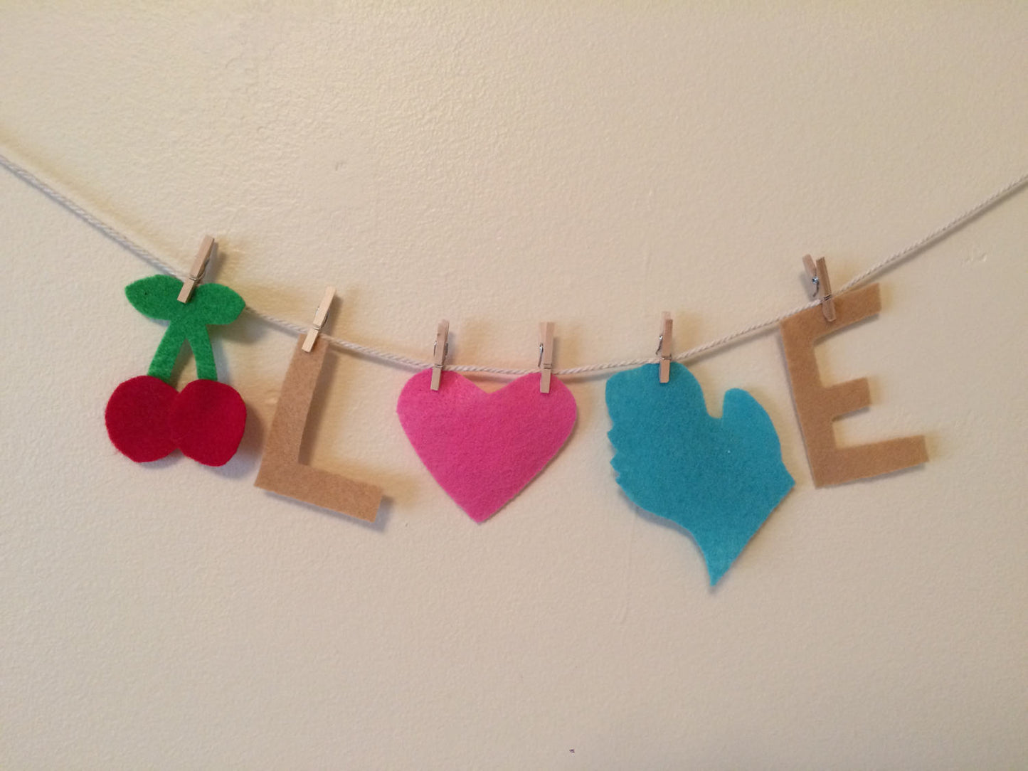 Michigan Love Felt Clothesline with Cherries CLEARANCE