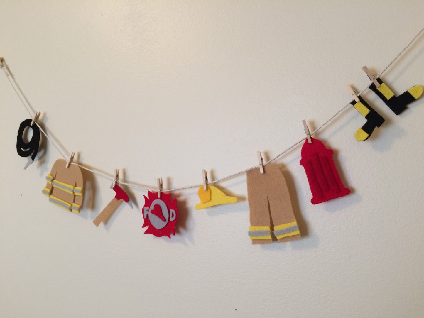 Fireman Miniature Felt Clothesline
