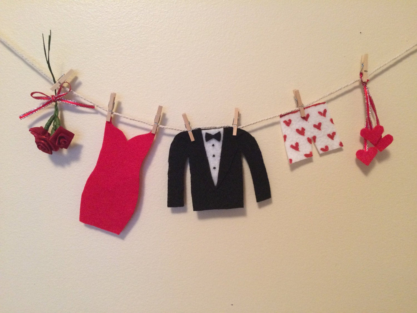 Valentine's Day Date Miniature Felt Clothesline