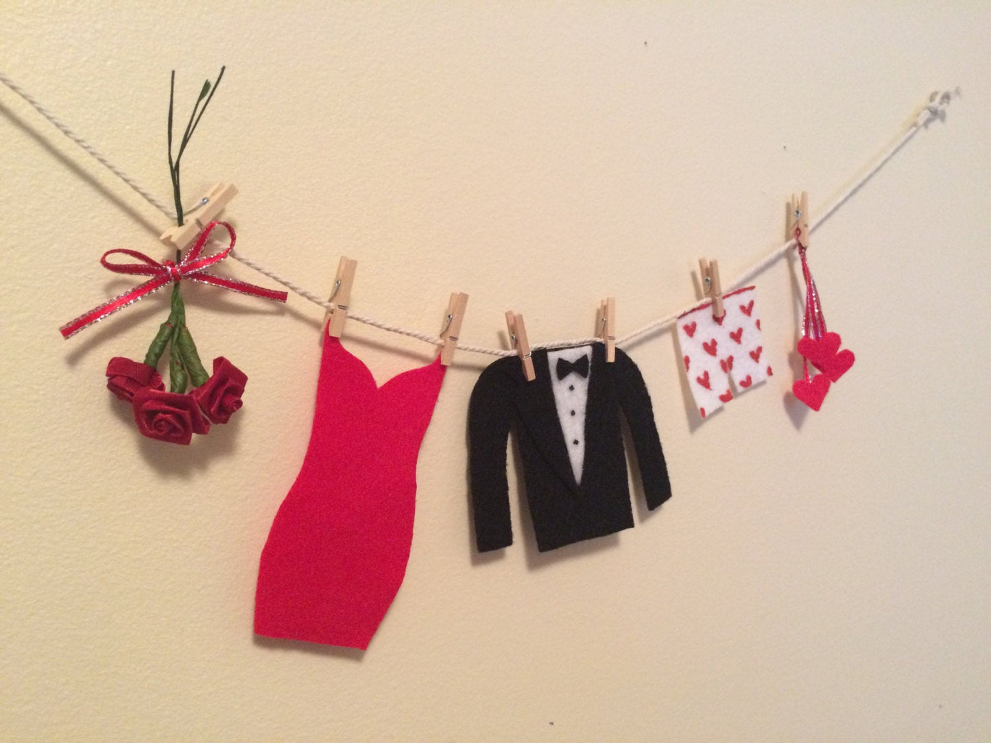 Valentine's Day Date Miniature Felt Clothesline