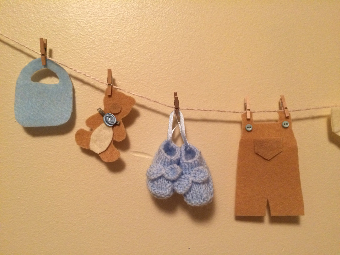 Baby Boy Felt Miniature Clothesline Laundry Line Bunting Banner for Nursery or Baby Shower