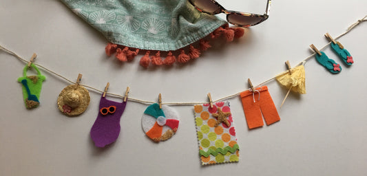 Beach Summer Felt Mini Clothesline Garland Wall Hanging Decoration