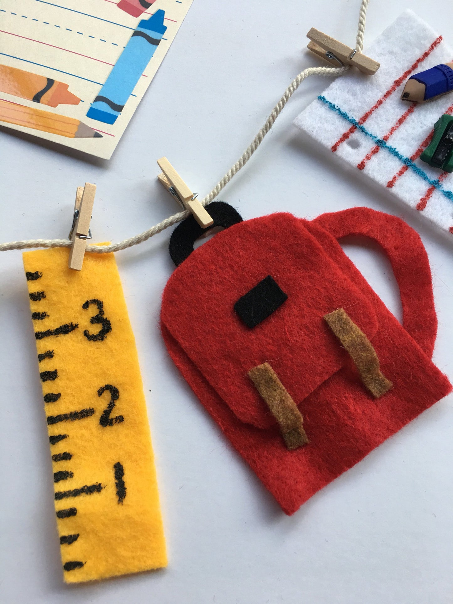 School Felt Miniature Clothesline Banner Garland Hanging Wall Decor Bunting