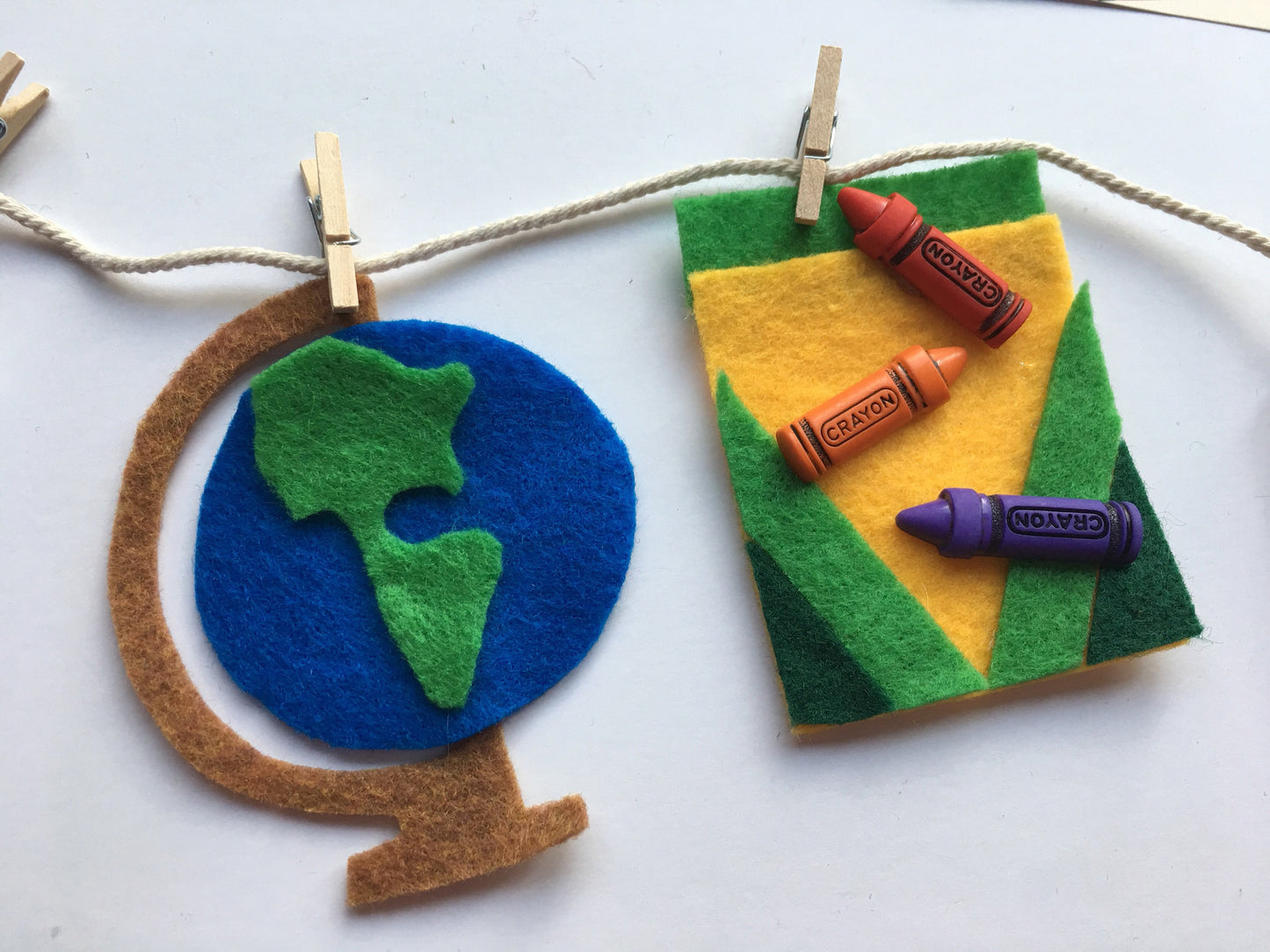 School Felt Miniature Clothesline Banner Garland Hanging Wall Decor Bunting
