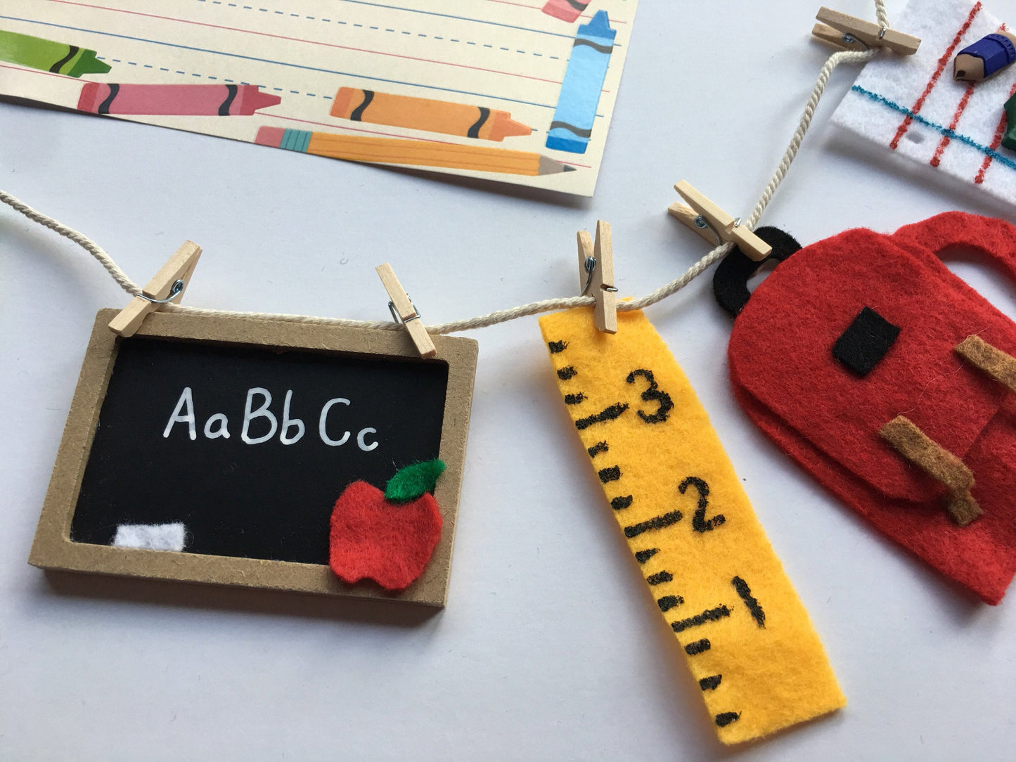 School Felt Miniature Clothesline Banner Garland Hanging Wall Decor Bunting