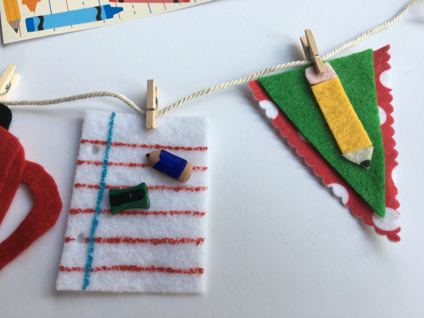 School Felt Miniature Clothesline Banner Garland Hanging Wall Decor Bunting