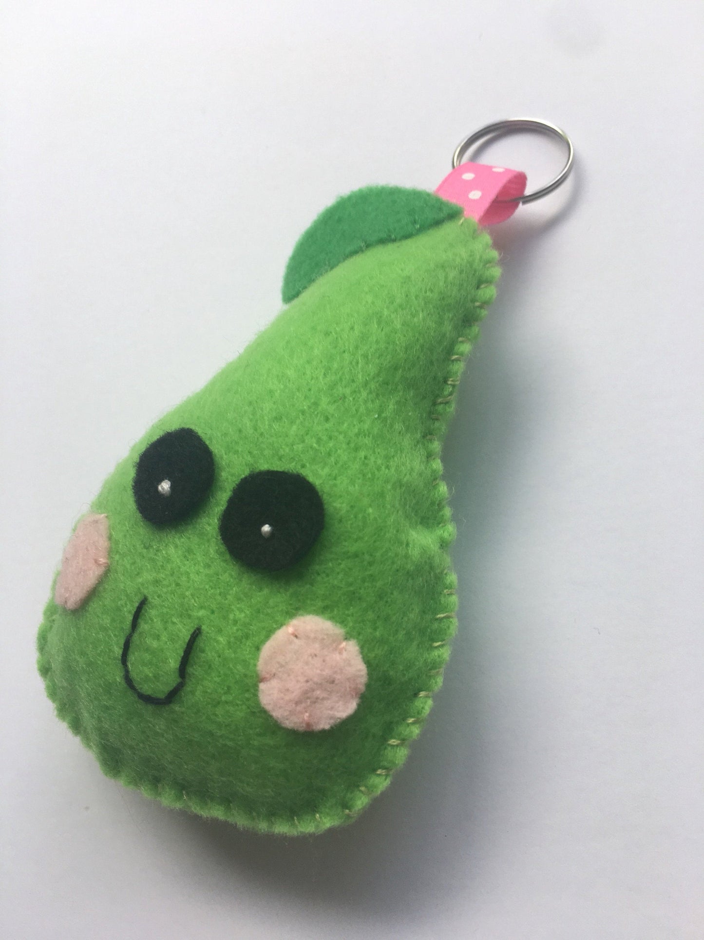 Felt Happy Pear Keychain