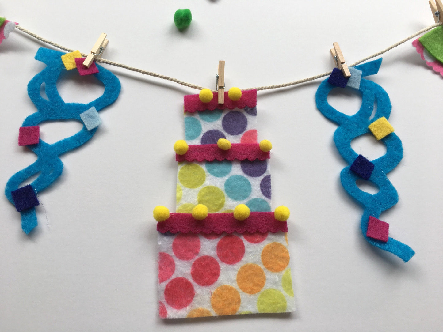 Happy Birthday Celebration Miniature Felt Clothesline Banner Garland Bunting Decoration