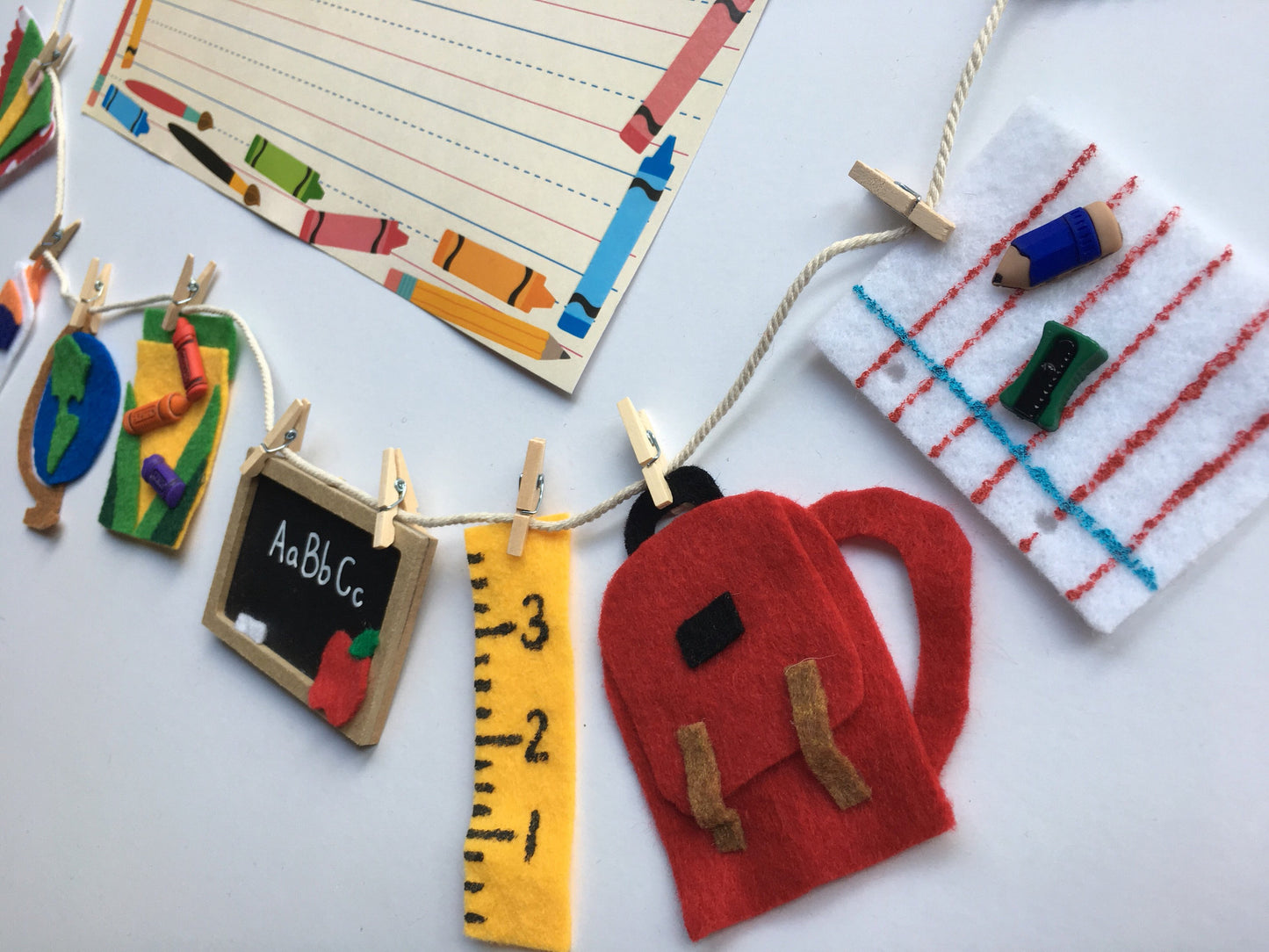 School Felt Miniature Clothesline Banner Garland Hanging Wall Decor Bunting