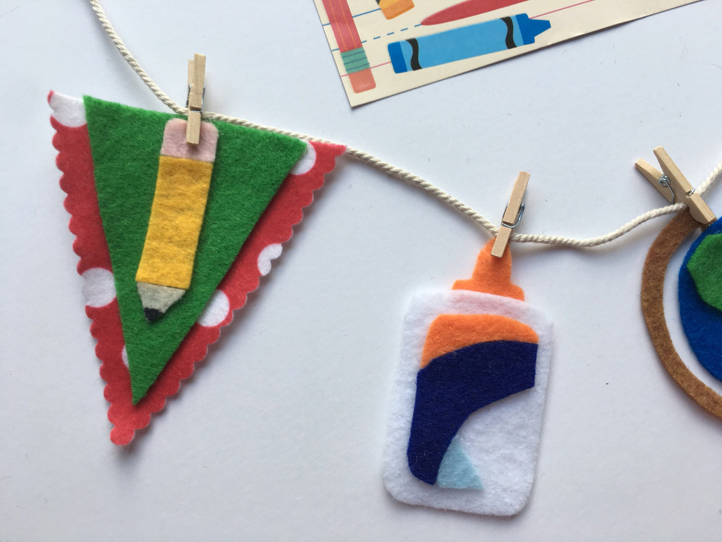 School Felt Miniature Clothesline Banner Garland Hanging Wall Decor Bunting