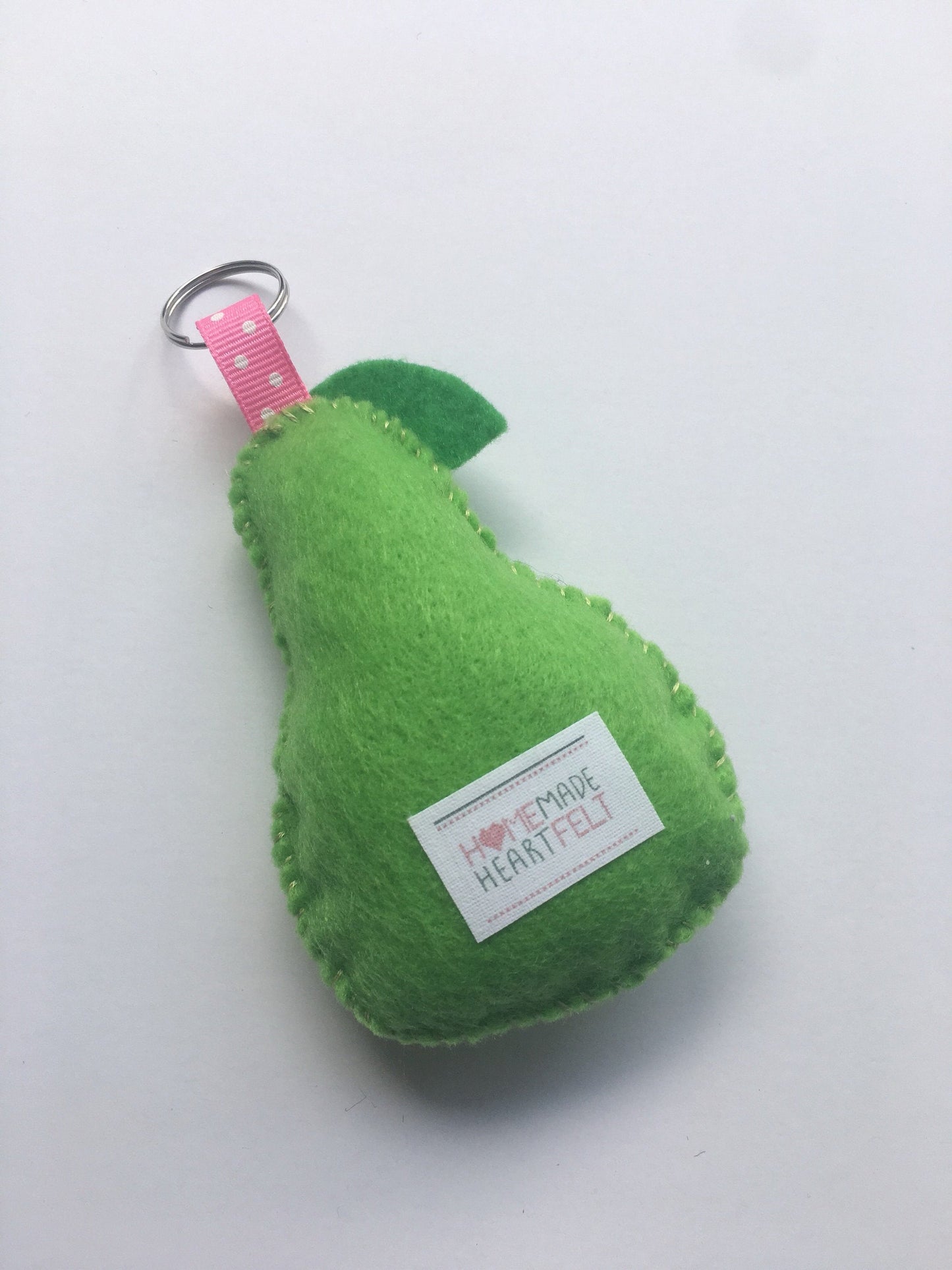 Felt Happy Pear Keychain