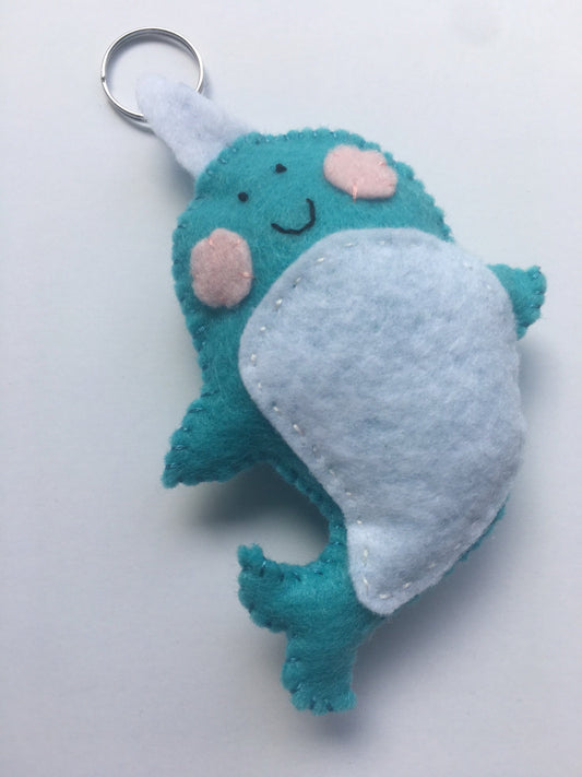Narwhal Felt Stuffed Keychain