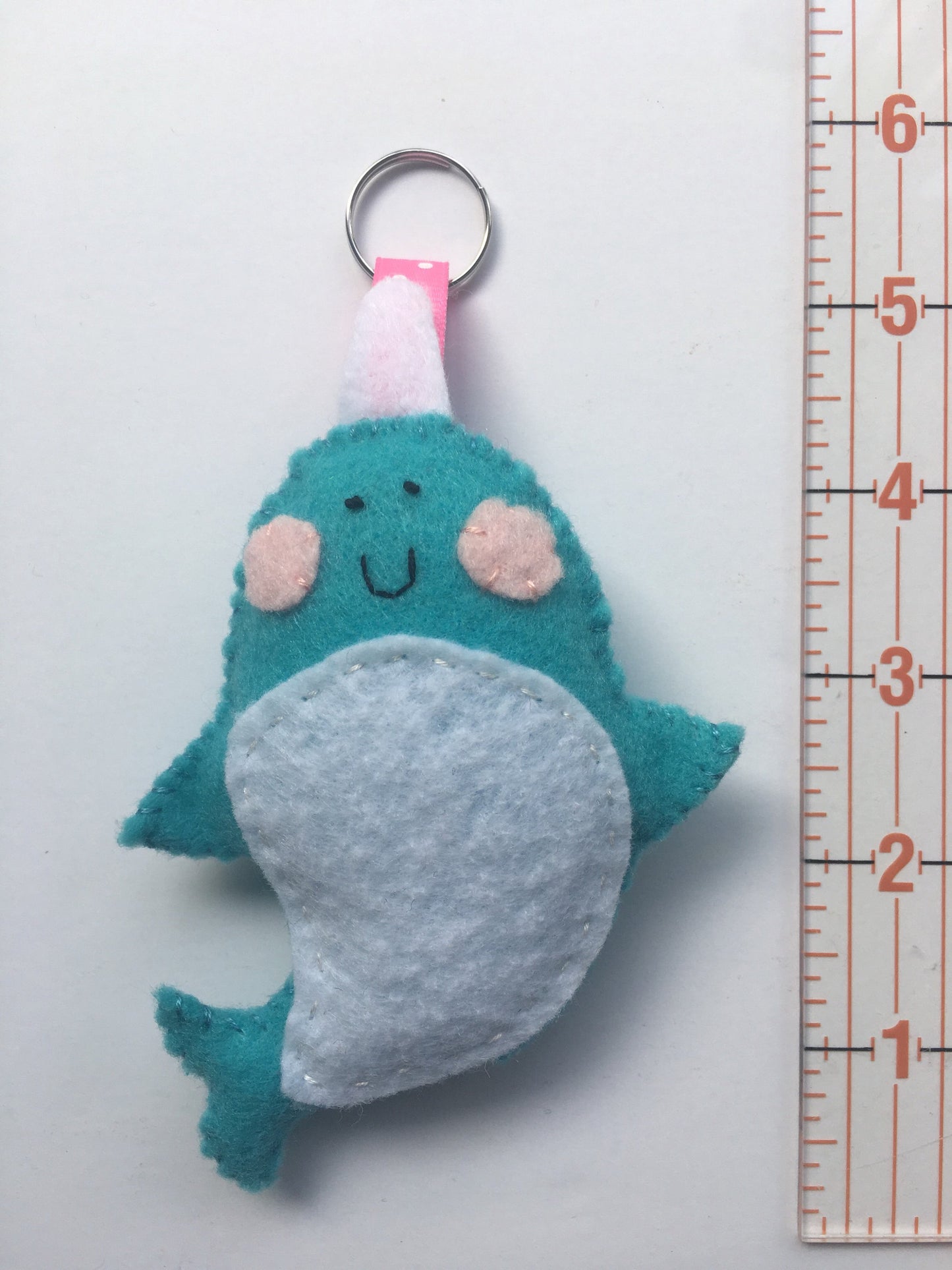 Narwhal Felt Stuffed Keychain