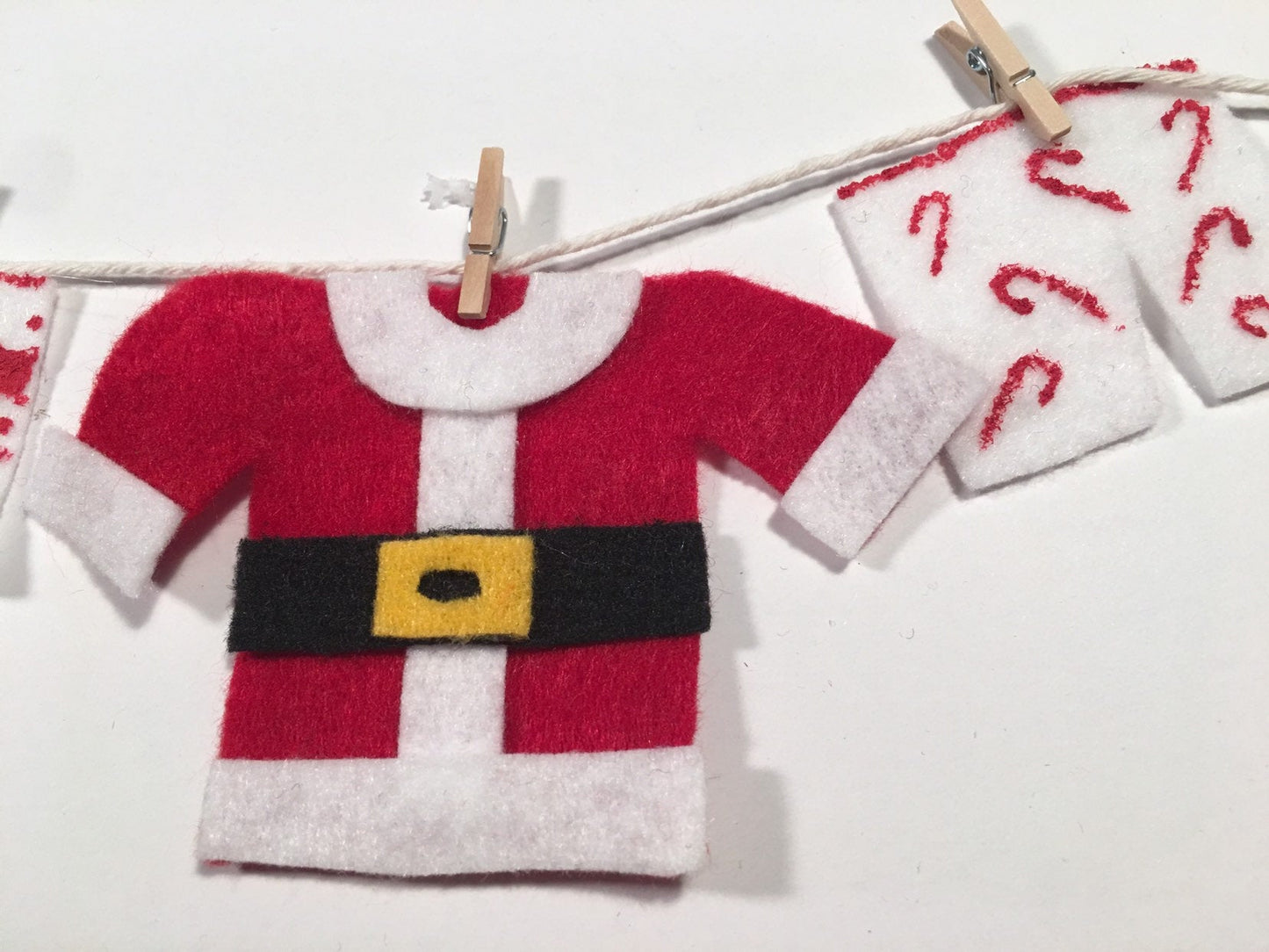 Santa's Laundry Clothesline Christmas decoration featuring Santa's underwear