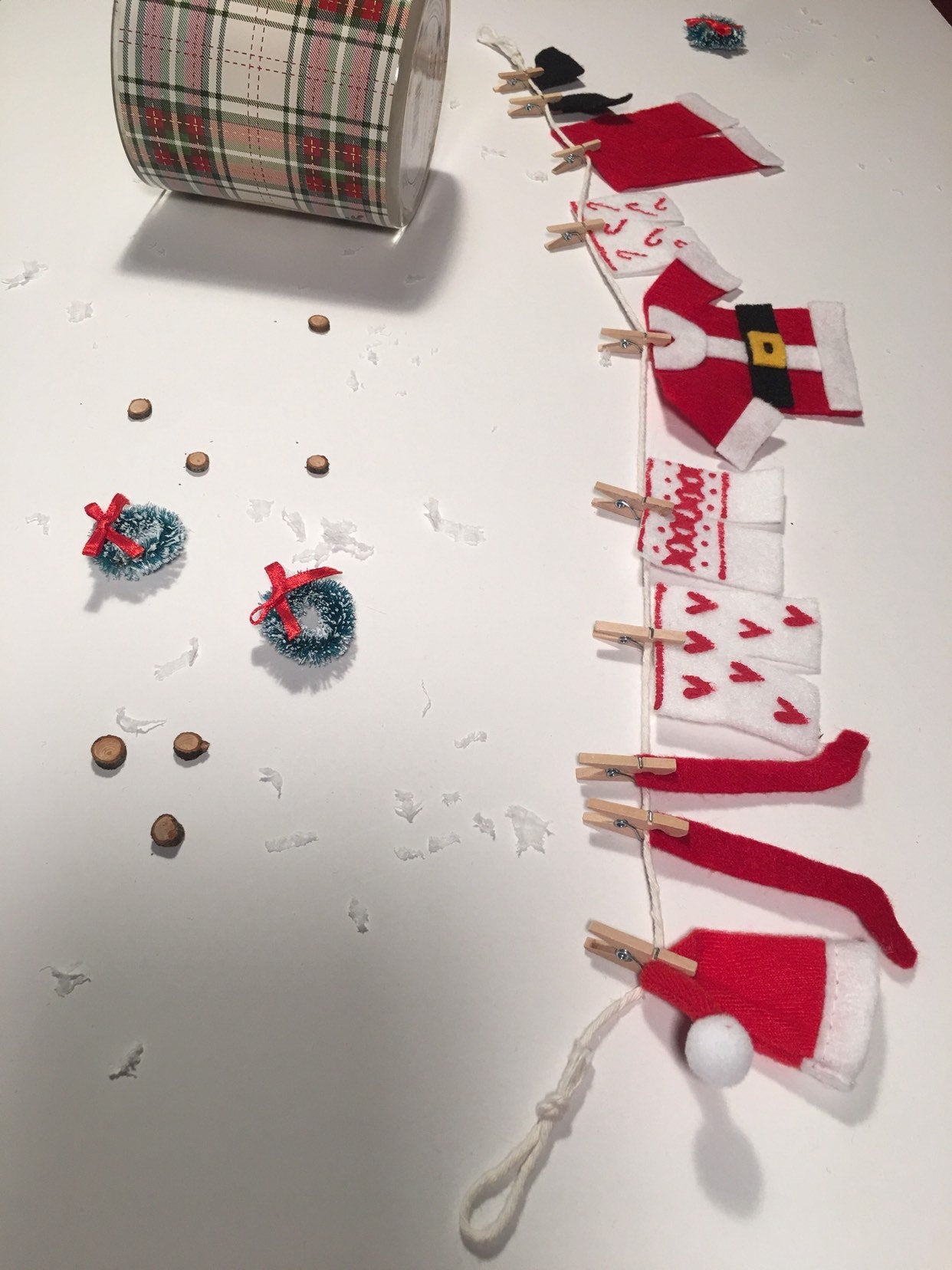 Santa's Laundry Clothesline Christmas decoration featuring Santa's underwear