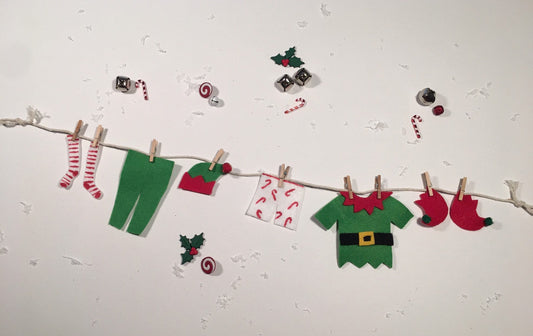 Elf Laundry Clothesline Christmas Decoration