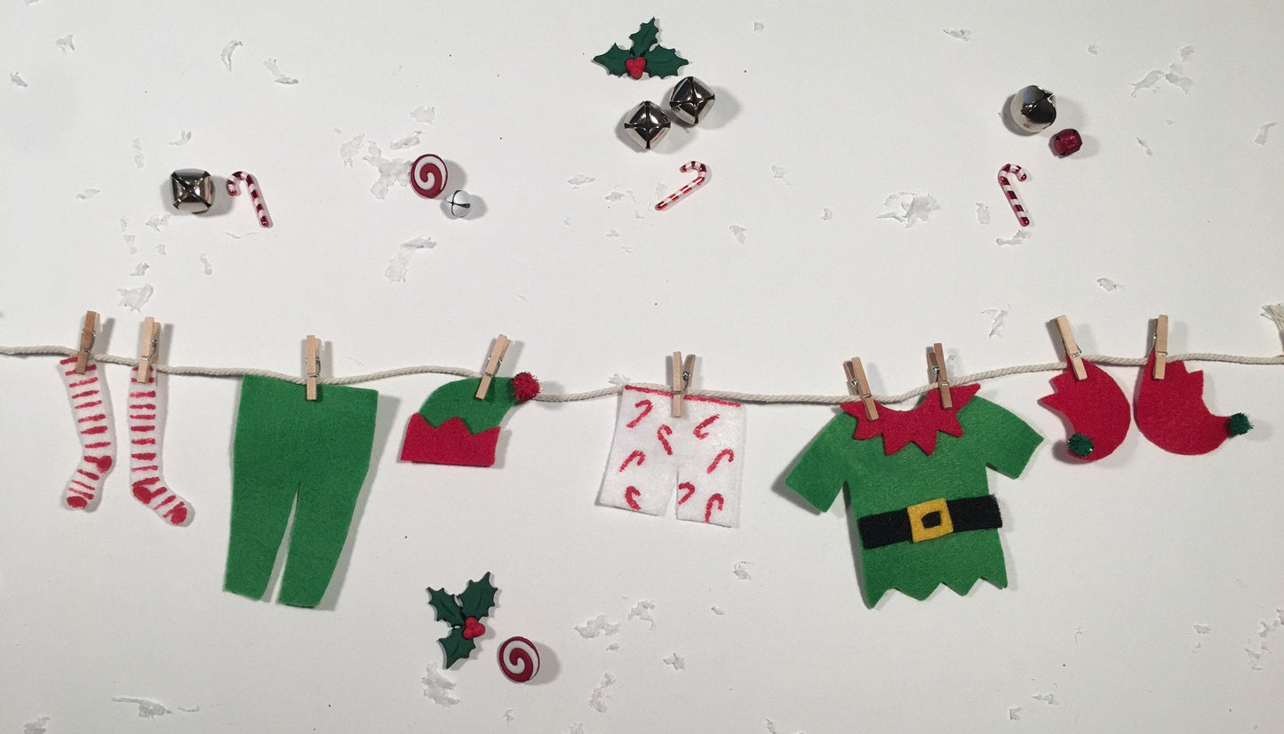 Elf Laundry Clothesline Christmas Decoration
