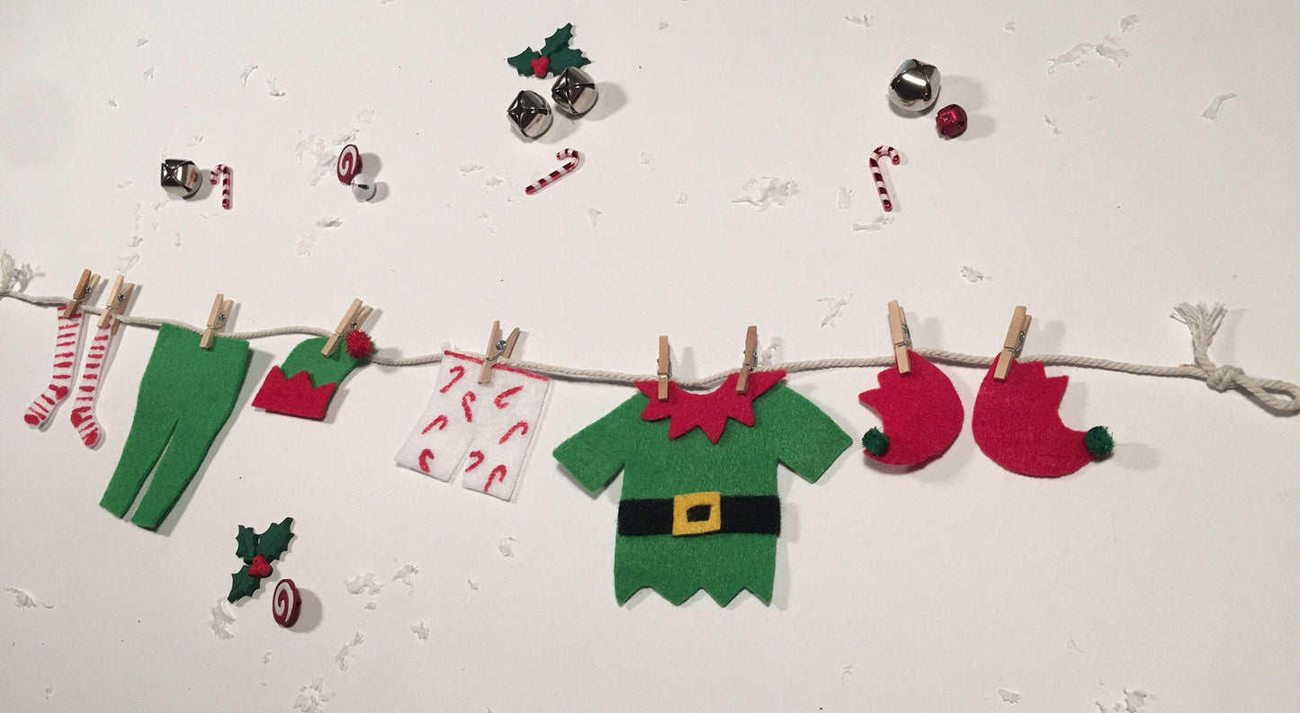 Elf Laundry Clothesline Christmas Decoration