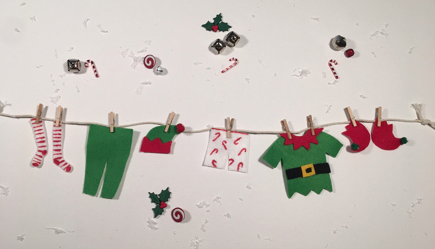 Elf Laundry Clothesline Christmas Decoration