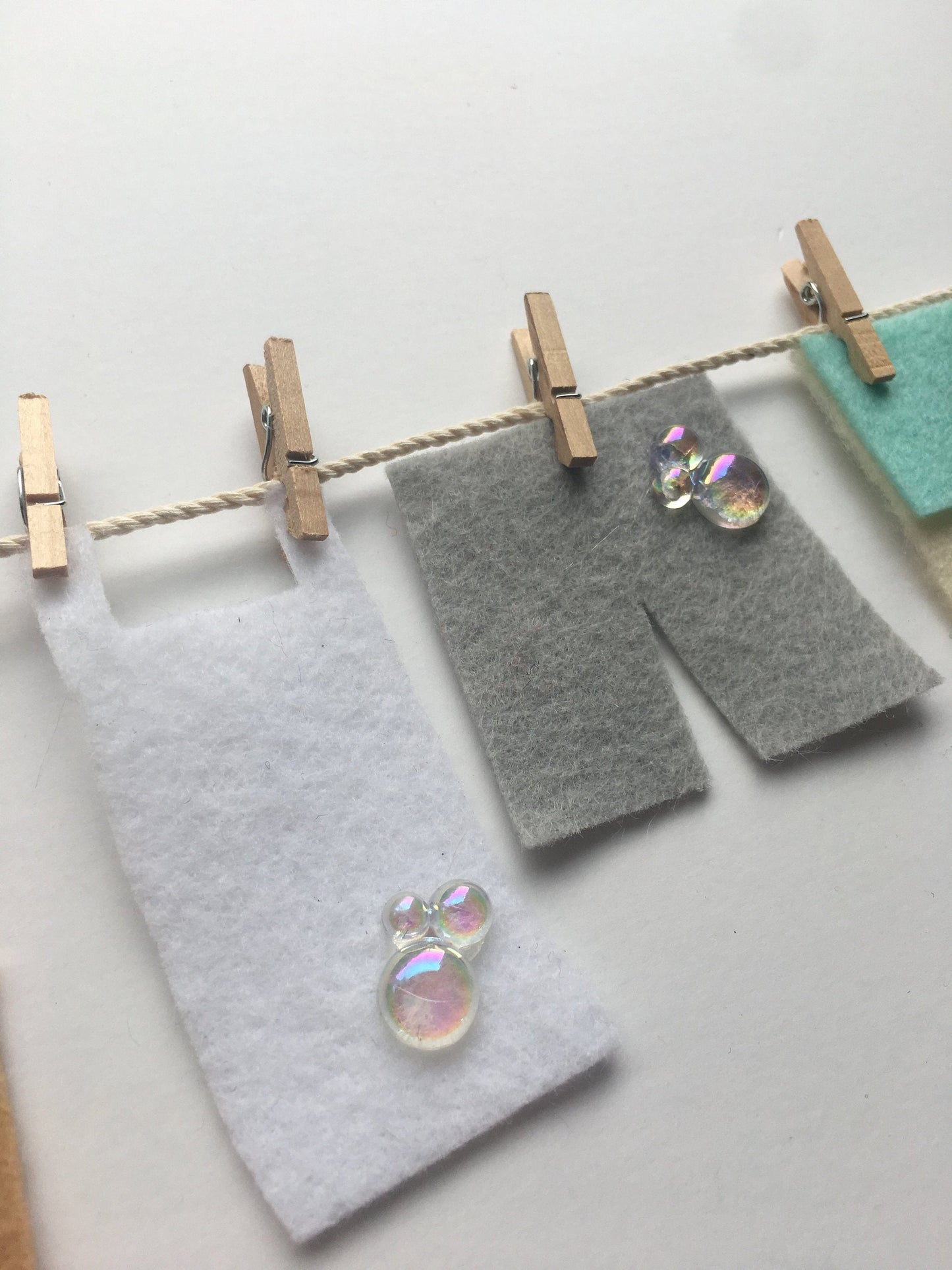 Laundry Line Miniature Felt Clothesline Banner Bunting Garland for Home Decor