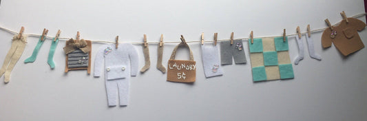 Laundry Line Miniature Felt Clothesline Banner Bunting Garland for Home Decor