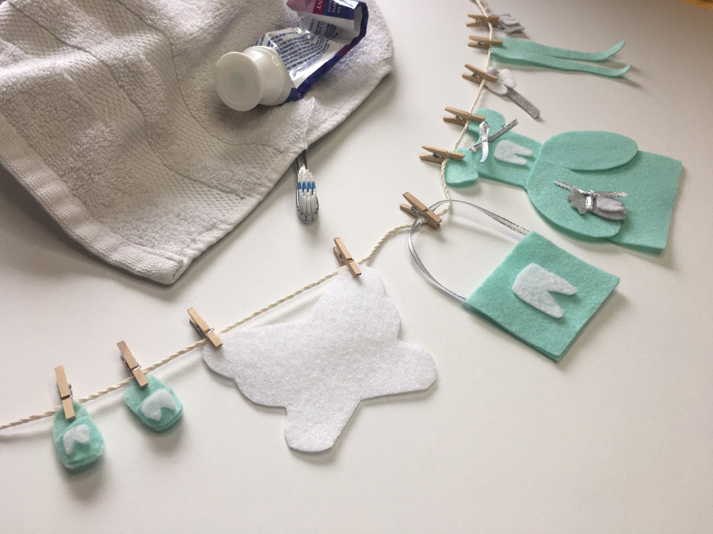 Tooth Fairy Miniature Felt Clothesline Banner Garland Bunting Wall Hanging Decoration