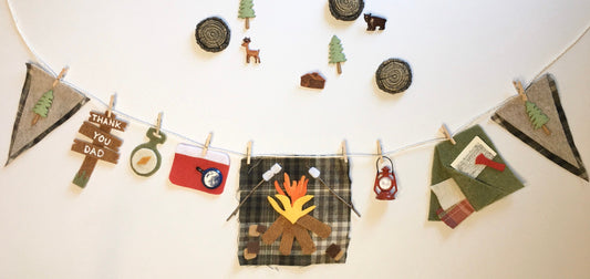 Camping Miniature Felt Clothesline Banner Garland Bunting Wall Hanging Decoration for Father’s Day