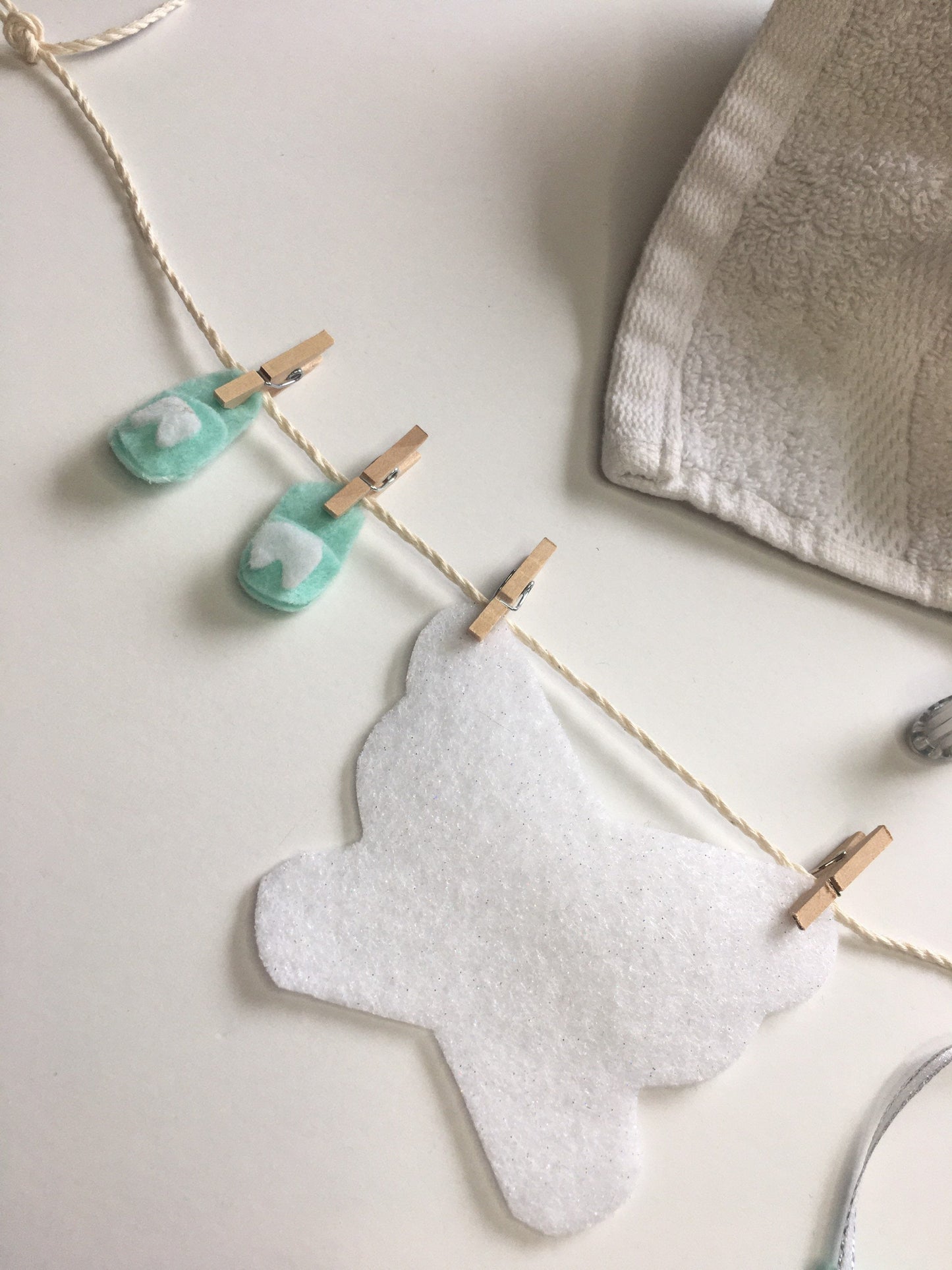 Tooth Fairy Miniature Felt Clothesline Banner Garland Bunting Wall Hanging Decoration