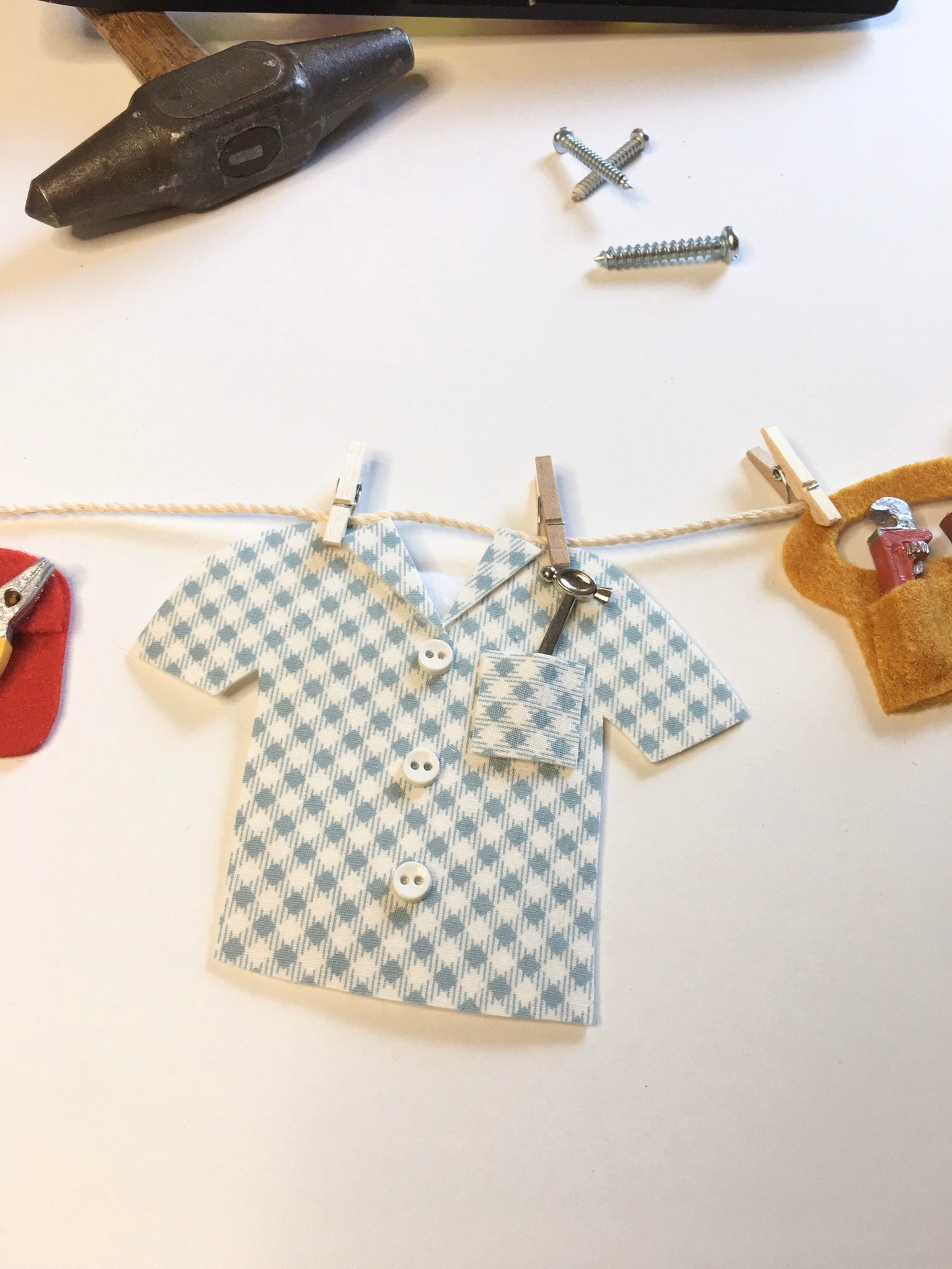 Tool Man Felt Miniature Clothesline Banner Garland Decoration Wall Hanging for Father’s Day