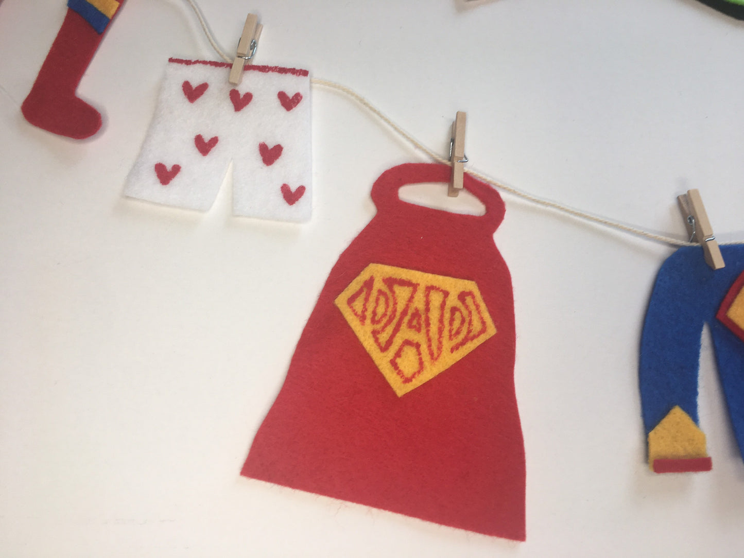 Super Dad Miniature Felt Clothesline Banner Garland Bunting Wall Hanging Decoration for Father’s Day Gift
