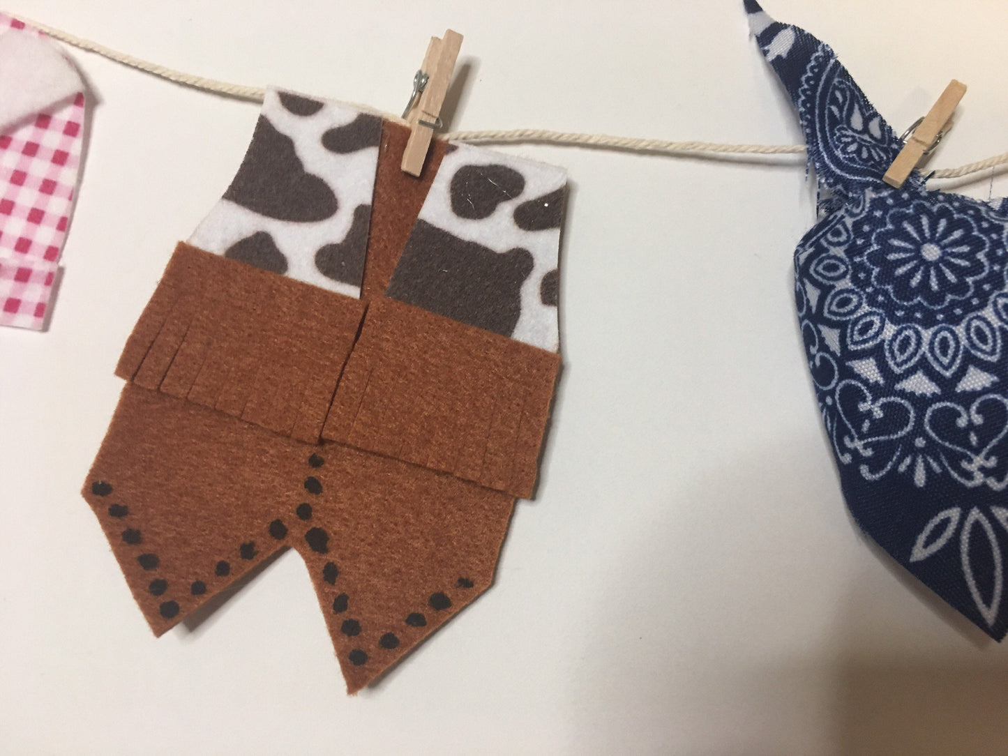 Cowgirl’s Clothesline Miniature Felt Banner Rodeo Bunting Garland Wall Hanging Party Decoration
