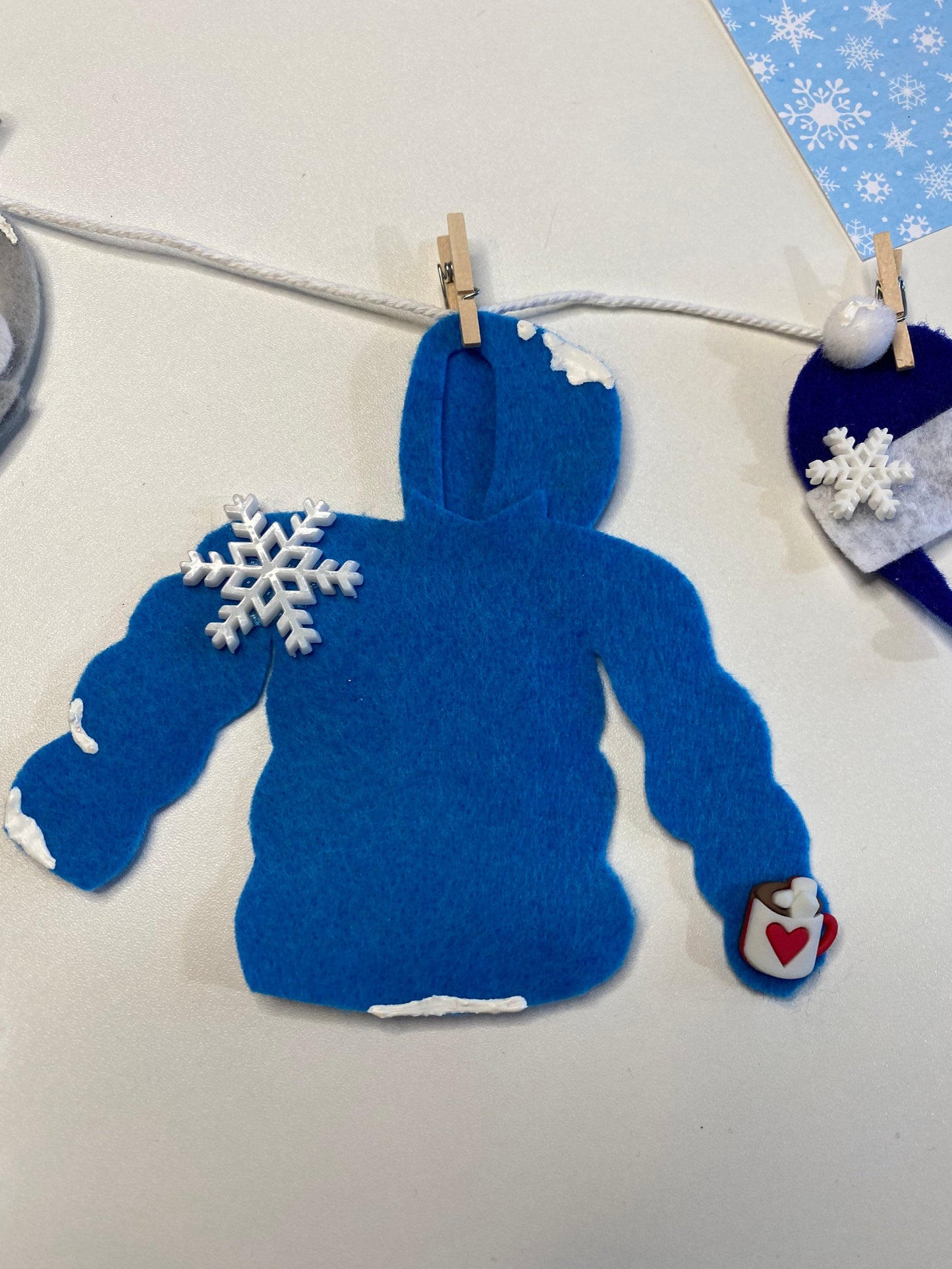 Snowy Miniature Winter Felt Clothesline Banner Garland Bunting Wall Hanging Decoration