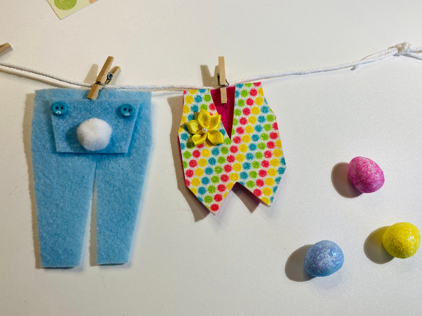 Peter Cottontail Easter Bunny Miniature Felt Clothesline Banner Garland Bunting Wall Hanging Decoration