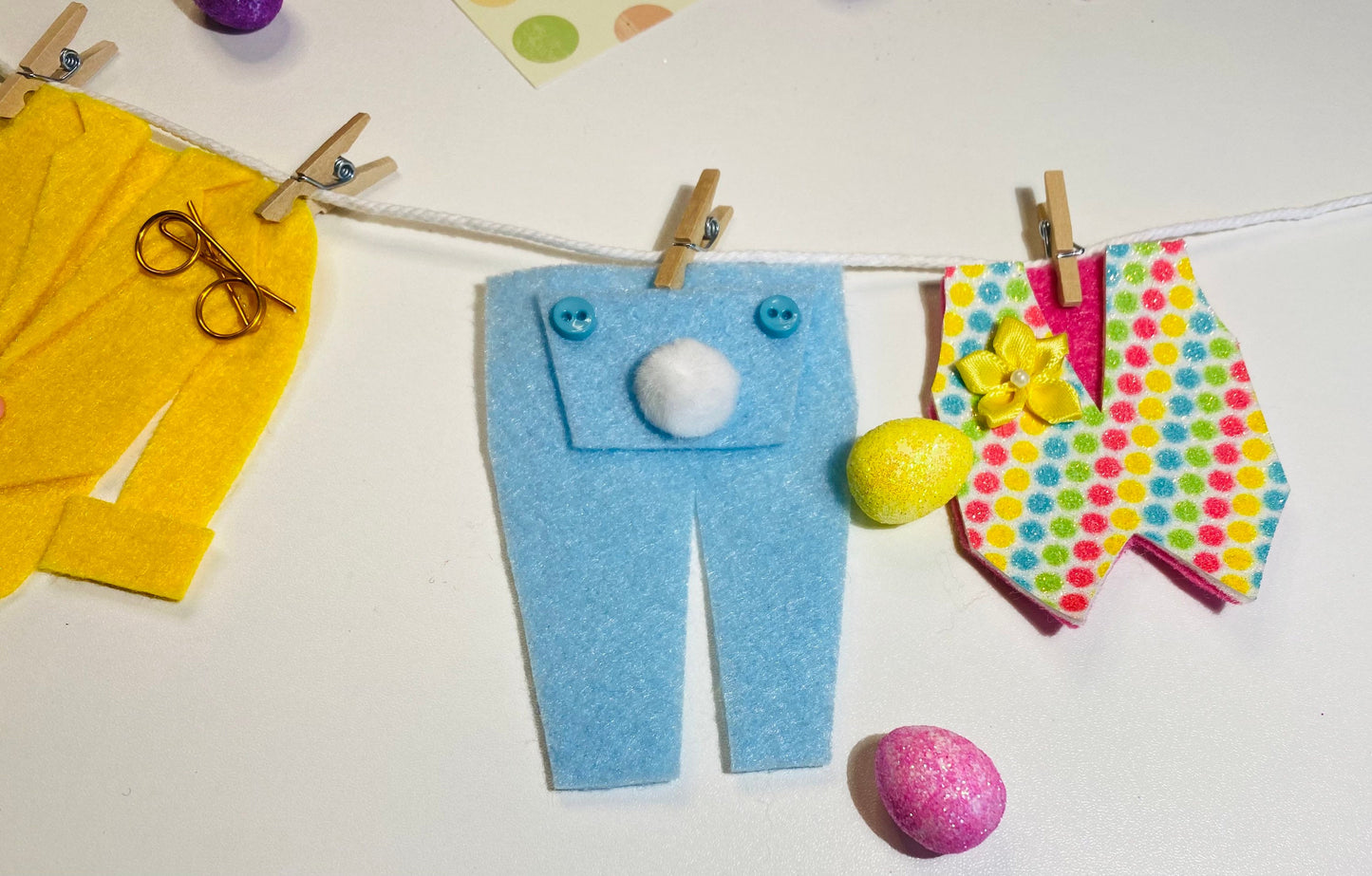 Peter Cottontail Easter Bunny Miniature Felt Clothesline Banner Garland Bunting Wall Hanging Decoration