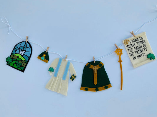 Saint Patrick Miniature Felt Clothesline Banner Garland Bunting Wall Hanging Decoration
