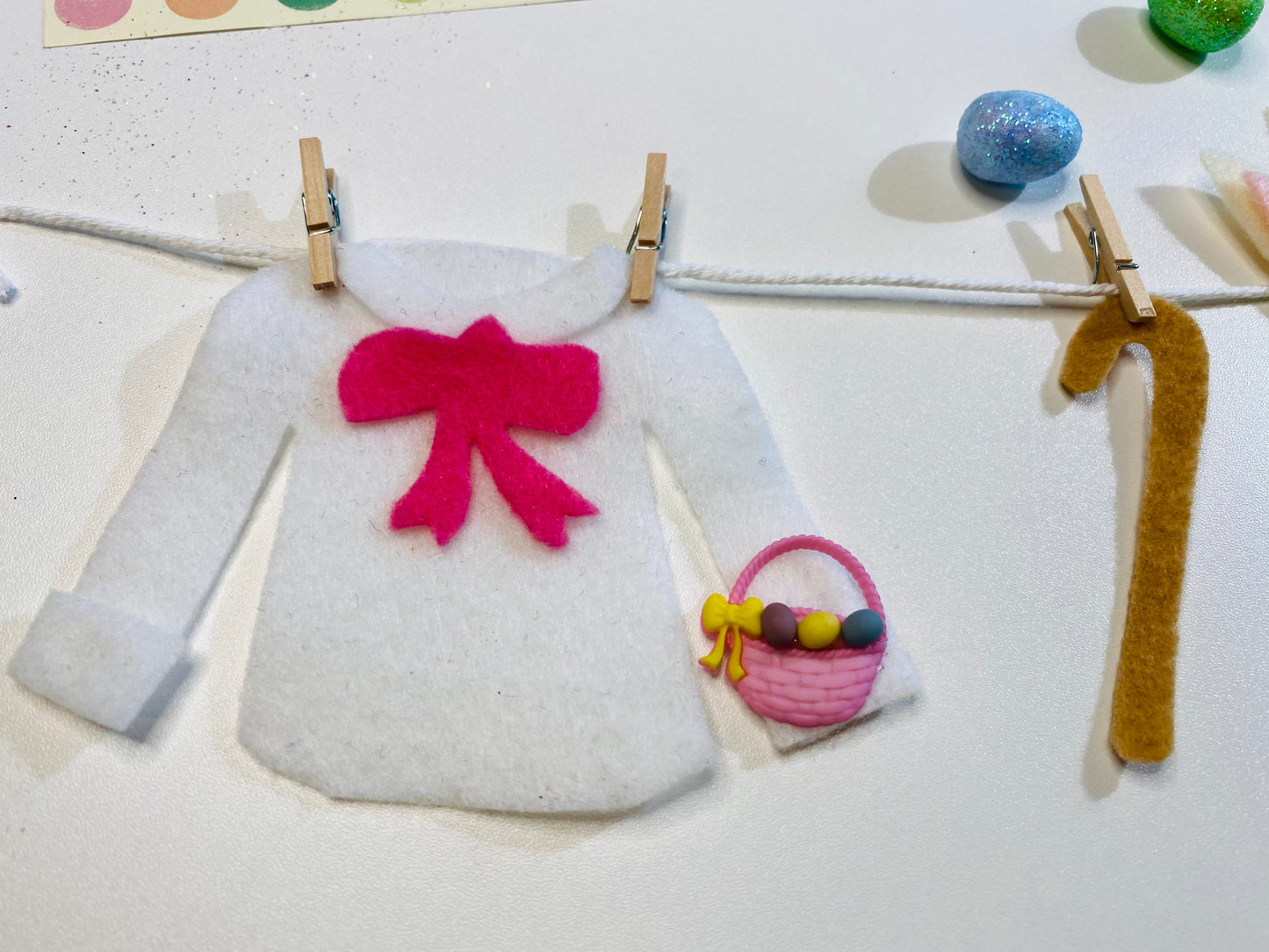 Peter Cottontail Easter Bunny Miniature Felt Clothesline Banner Garland Bunting Wall Hanging Decoration