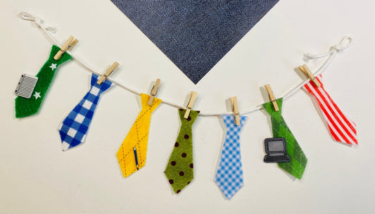 Dad's Ties Miniature Felt Clothesline Banner Garland Bunting Wall Hanging Decoration for Father’s Day