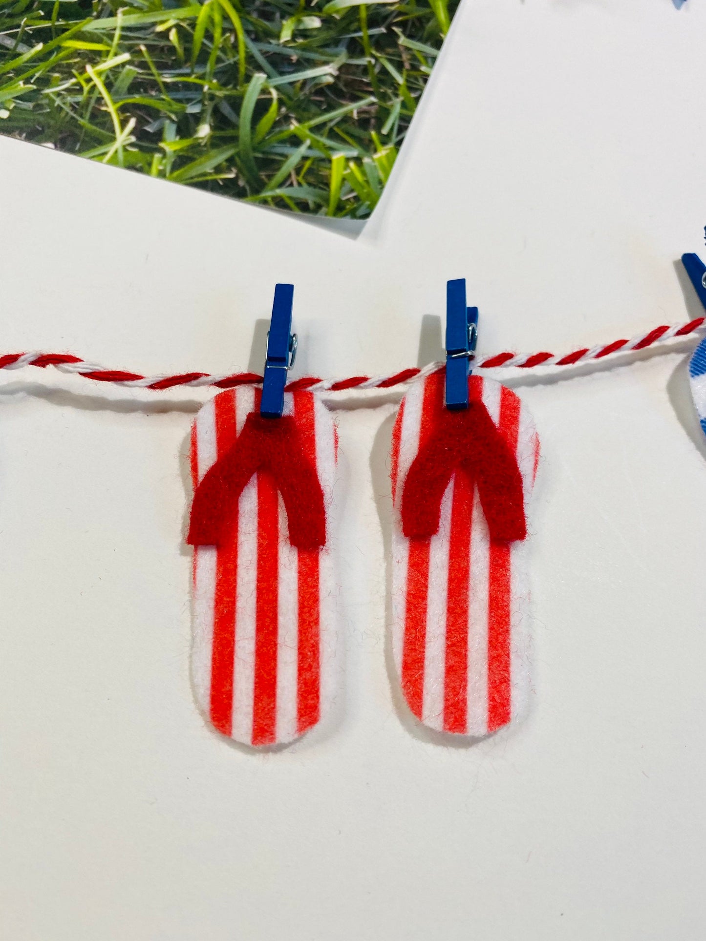 Patriotic USA Flip Flop Felt Miniature Banner Garland Bunting Wall Hanging Decoration for Independence Day/4th of July