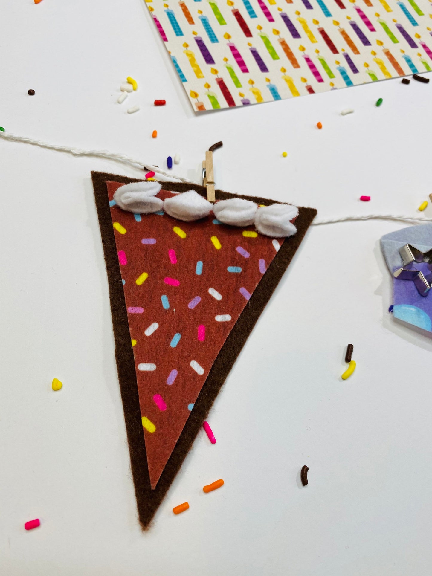 Birthday Cake Baking Miniature Felt Clothesline Banner Garland Bunting Wall Hanging Decoration for Celebrations and Parties