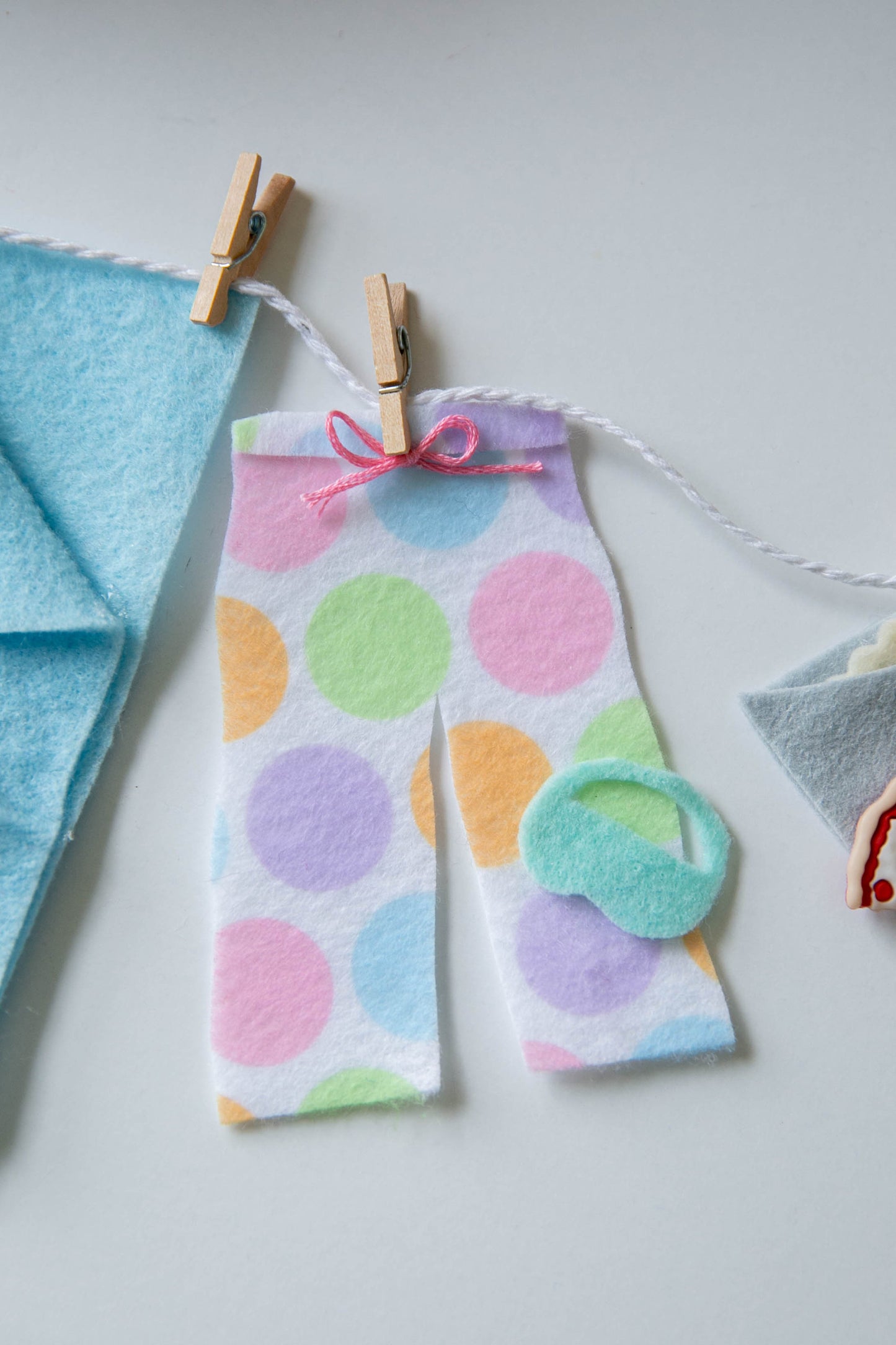 Girl's Slumber Party Sleepover Miniature Felt Clotheslines Banner Bunting Garland Wall Hanging Decoration