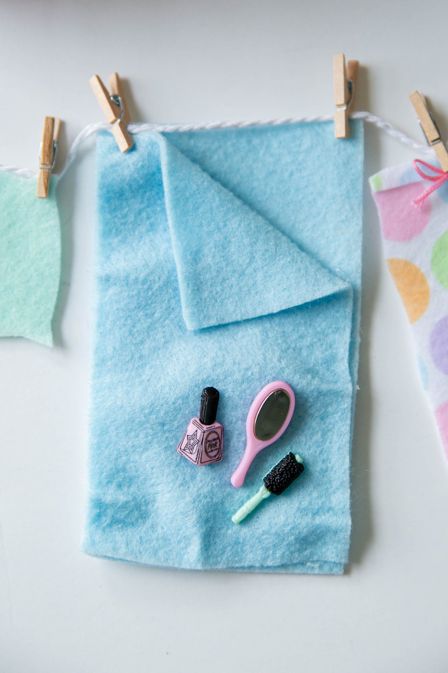 Girl's Slumber Party Sleepover Miniature Felt Clotheslines Banner Bunting Garland Wall Hanging Decoration