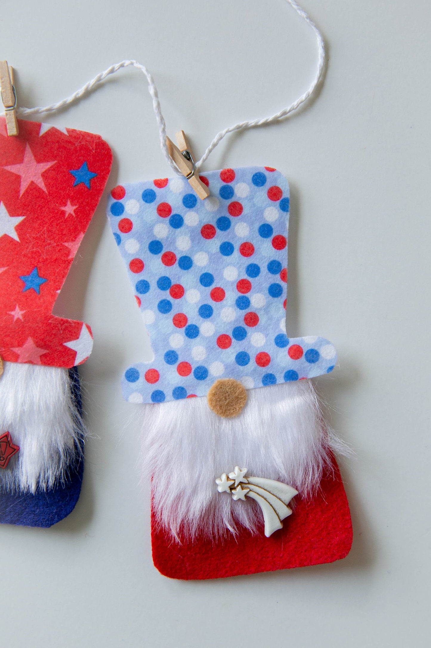 Patriotic USA Fourth of July Independence Day Gnome Felt Banner Garland Bunting Wall Hanging Decoration