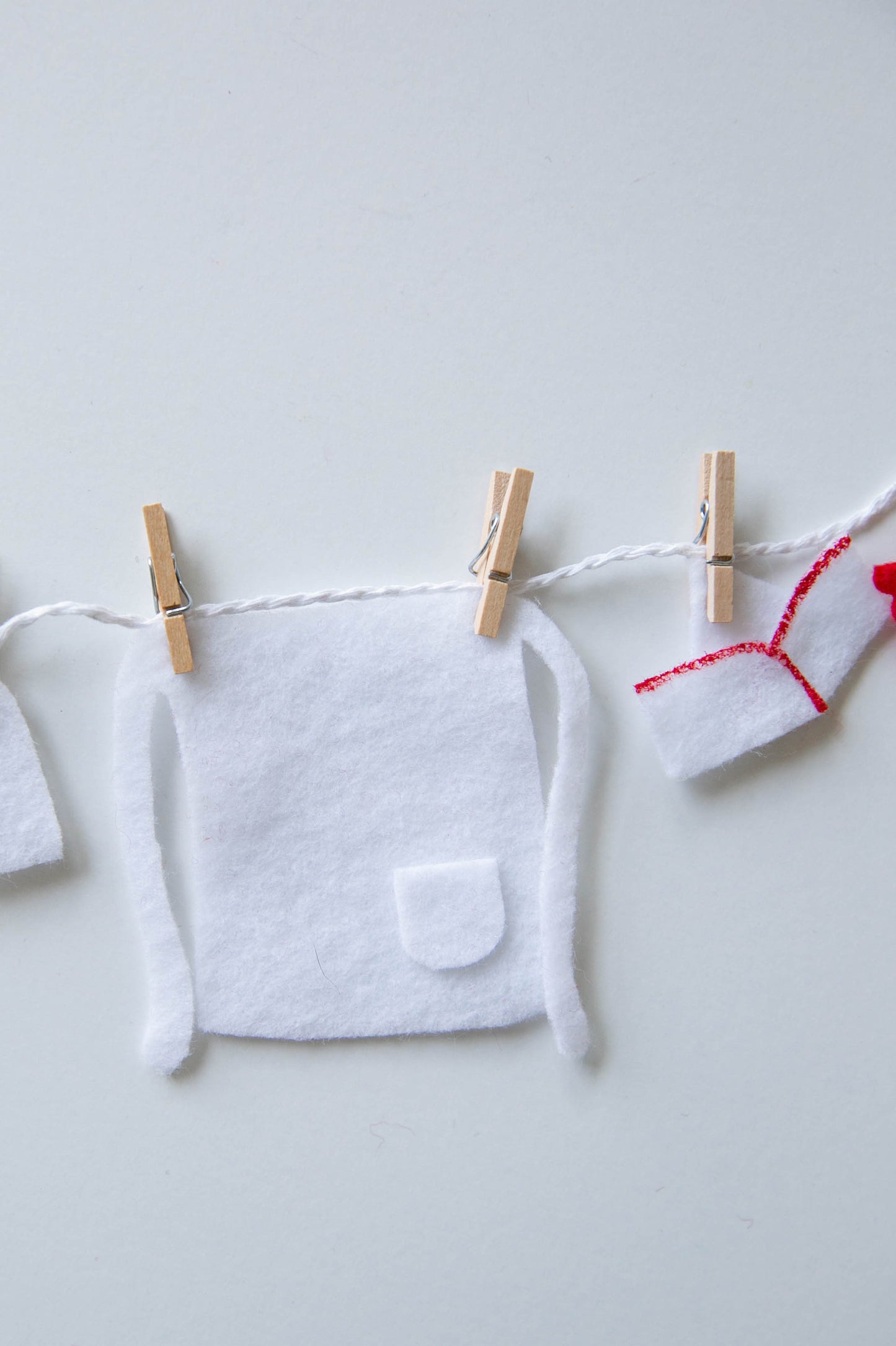 Candy Striper Soda Shop Man Miniature Felt Clothesline Banner Bunting Garland Wall Hanging Decoration