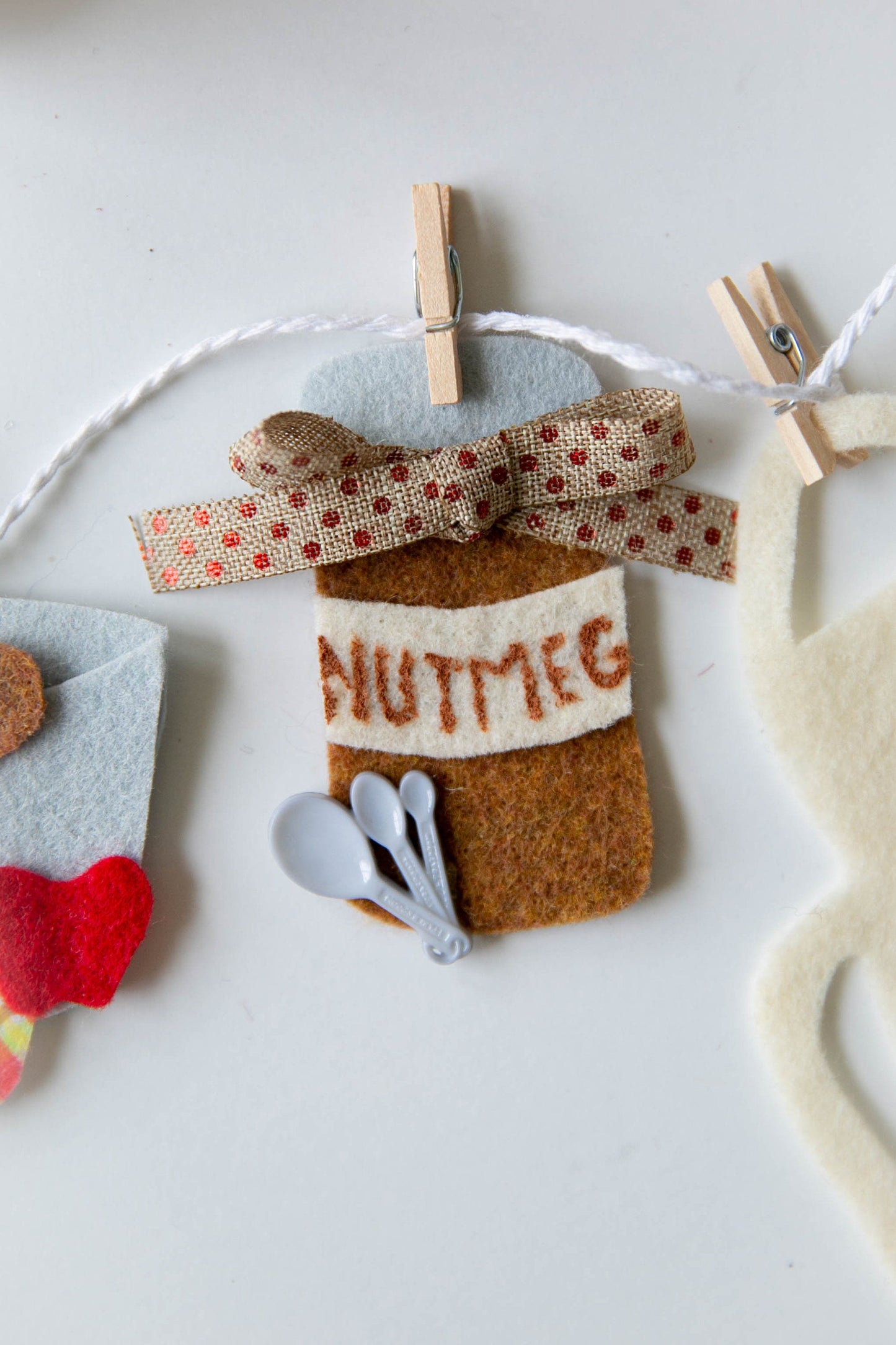 Apple Pie Fall Baking Miniature Felt Clothesline Autumn Banner Bakery Bunting Garland Wall Hanging Decoration