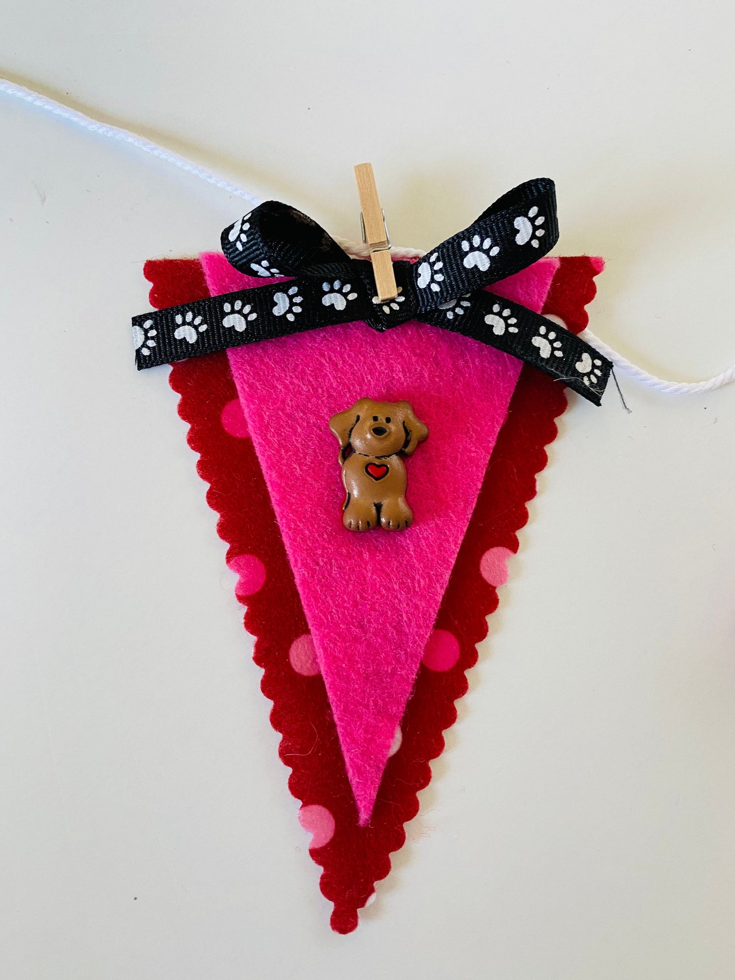 Puppy Love Kissing Booth Miniature Felt Clothesline Banner Garland Bunting Valentine's Day Wall Hanging for Decoration